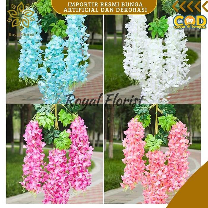 Wisteria Jumbo Lusinan/Bunga Wisteria Juntai Dekorasi Wedding/Bunga Hiasan Dinding (37-42)