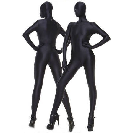Black/Flesh/White Fullbody Spandex Zentai Suit Second Skin Catsuit Cosplay Zentai Suit