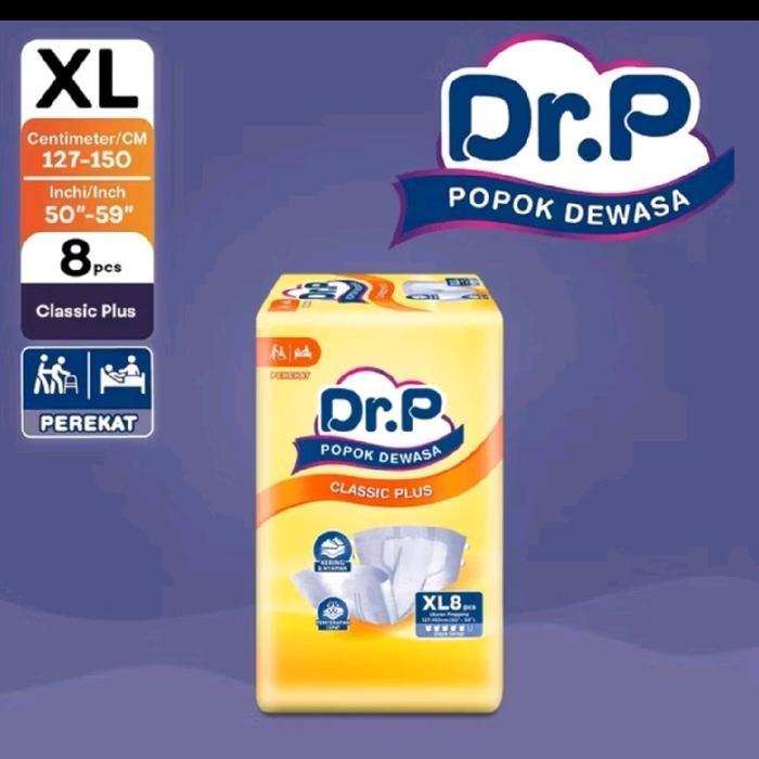 Ready DR.P Adult Diapers Popok Dewasa Ukuran XL DRP / DR P isi 8 Pcs / Pack