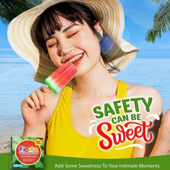 Dexie_Store Kondom Fiesta Rasa Watermelon Sugar Isi 3 Pcs - Kondom Tipis Fiesta Condom Semangka