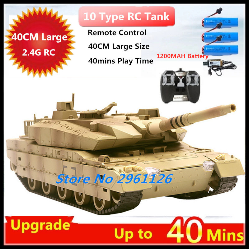 Type 10 2.4G Rc Tank 40Cm Large Update To 40Mins Tiger Tank Rc Stunt Tank Independent Load-Bearing