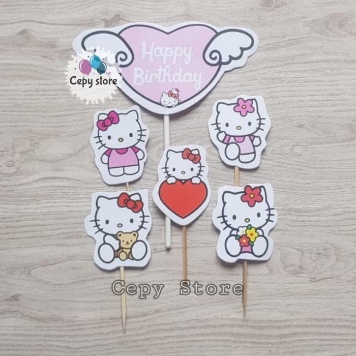 Cake Topper Happy Birthday / Cake Topper Hello Kitty / Hiasan Kue HK
