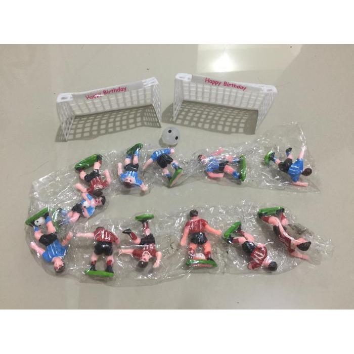 Topper Team Sepak bola Figure Set Figurine Hiasan Kue Tart Ulang Tahun