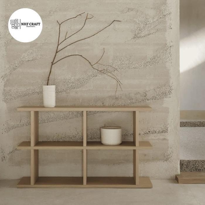 rak buku jati minimalis / rak buku pajangan / rak jati