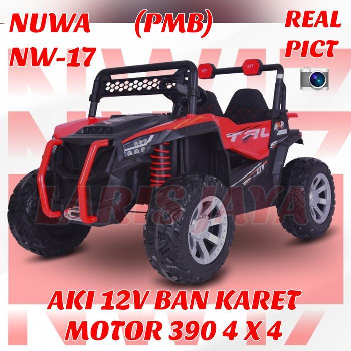 MOBILAN AKI JEEP BESAR PMB NUWA NW-17 MOBIL AKI JEEP TRL BAN KARET 4X4 - Merah