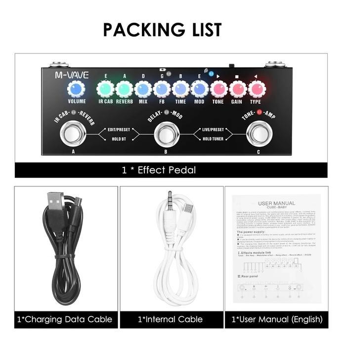 Efek Gitar Bass M-Vave Cube Baby Soundcard Multi Effects Pedal Multi Efek Cuvave Muslady