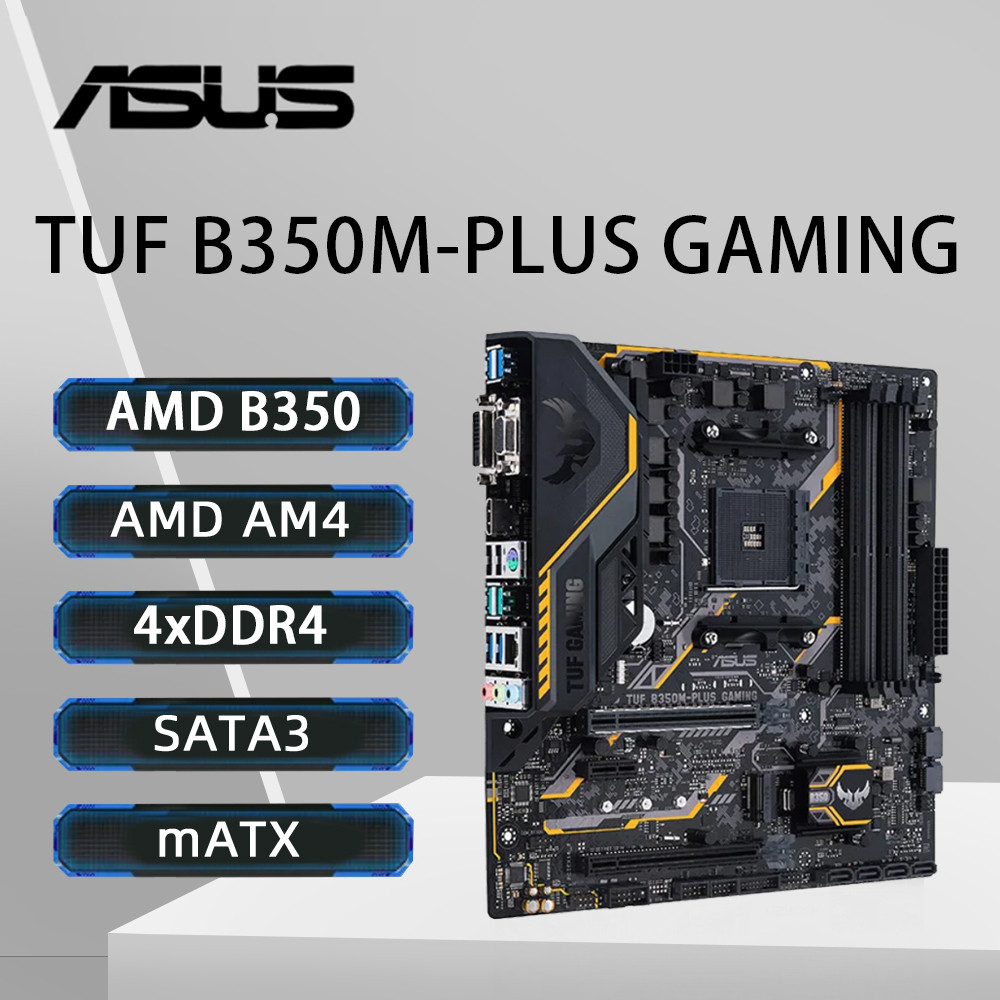 Asus Tuf B350M-Plus Gaming Motherboard Support Ryzen 5 5600G R7 5700X 5800X3D R9 5900 5950X Cpu Ddr4