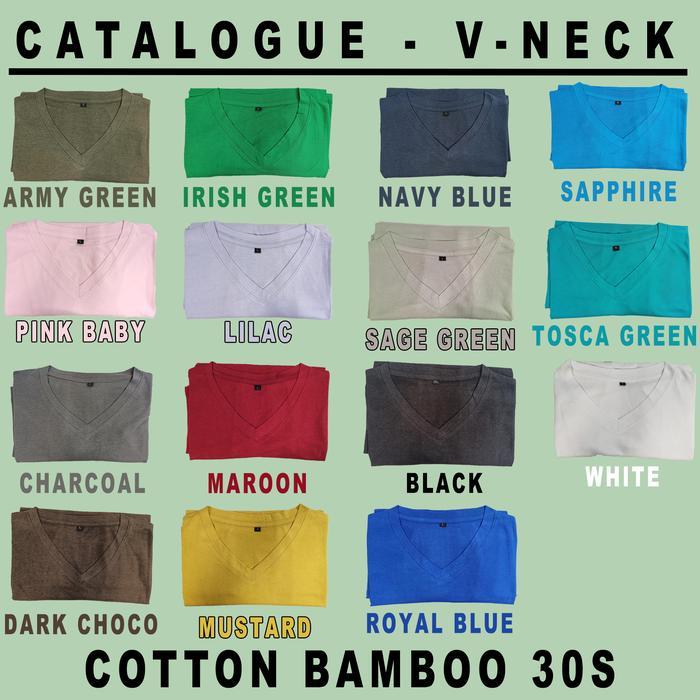 Premium Kaos V-Neck Cotton Bamboo T-Shirt Polos Leher V Katun Bambu 30S Original
