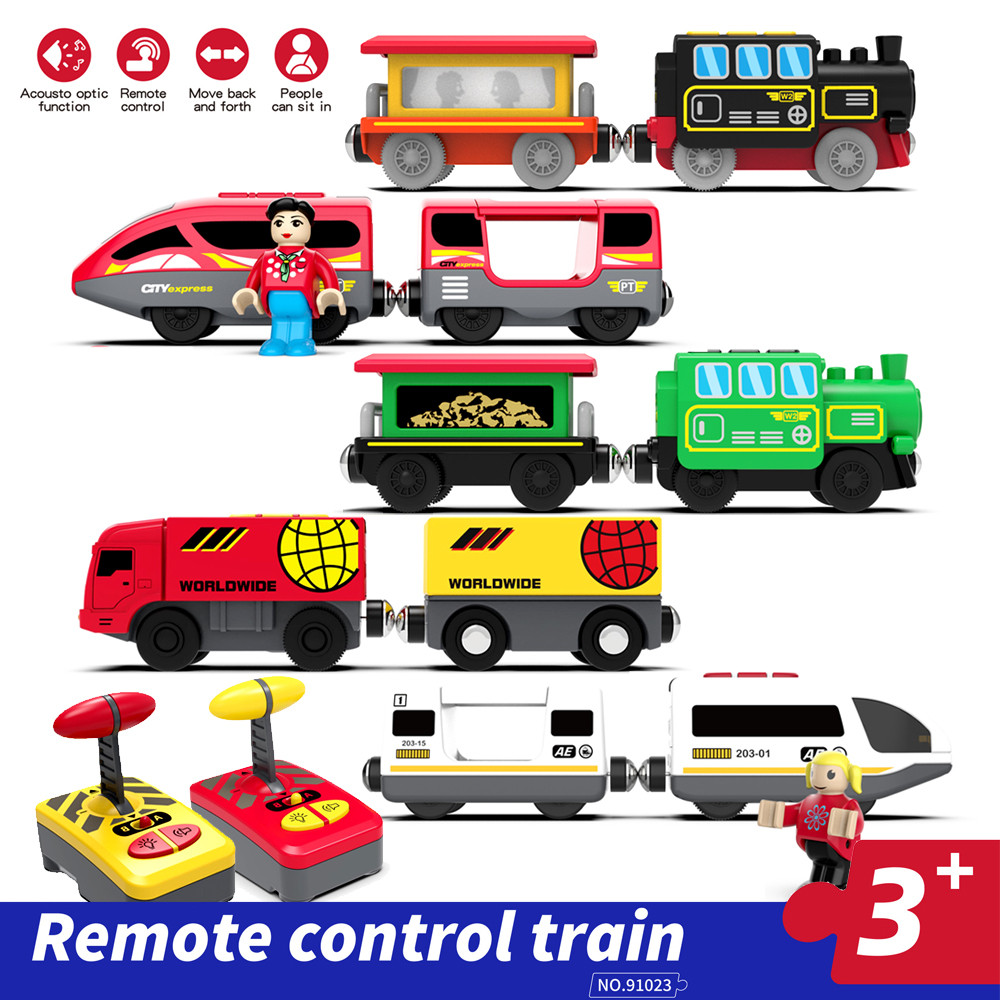 Remote Control Magnetic Electric Train Compatible Toy Car Wooden Track Children'S Train Car Track