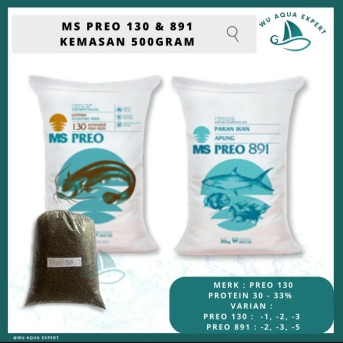 1 Kg PREO 130 -1, -2, -3, -5 Pelet Pakan Ikan Lele, Gurami, Nila, Patin Ternak Budidaya MS