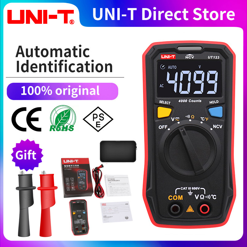 UNI-T UT123 Mini Digital Multimeter;AC DC Voltage meter;Resistance(Ohm) Temperatue