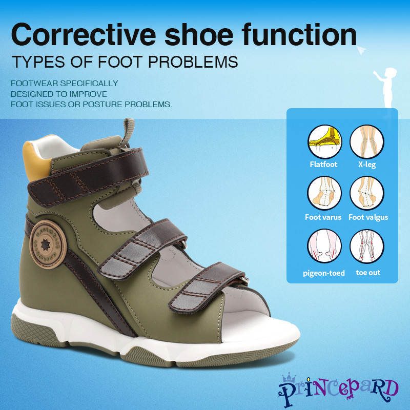 Princepard Orthopedic Sandals for Bow Legged Children Arch Support Shoes Corrective Kids Sandals