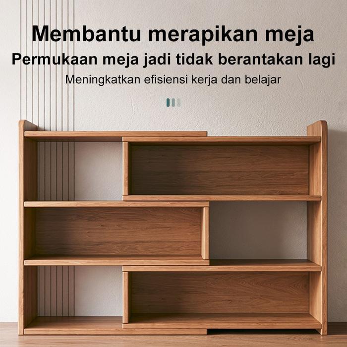 [Ak]Rak Buku Organizer Rak Buku Rak Kayu Serbaguna Portable Kayu Kuat Lemari Buku Rak Multifungsi