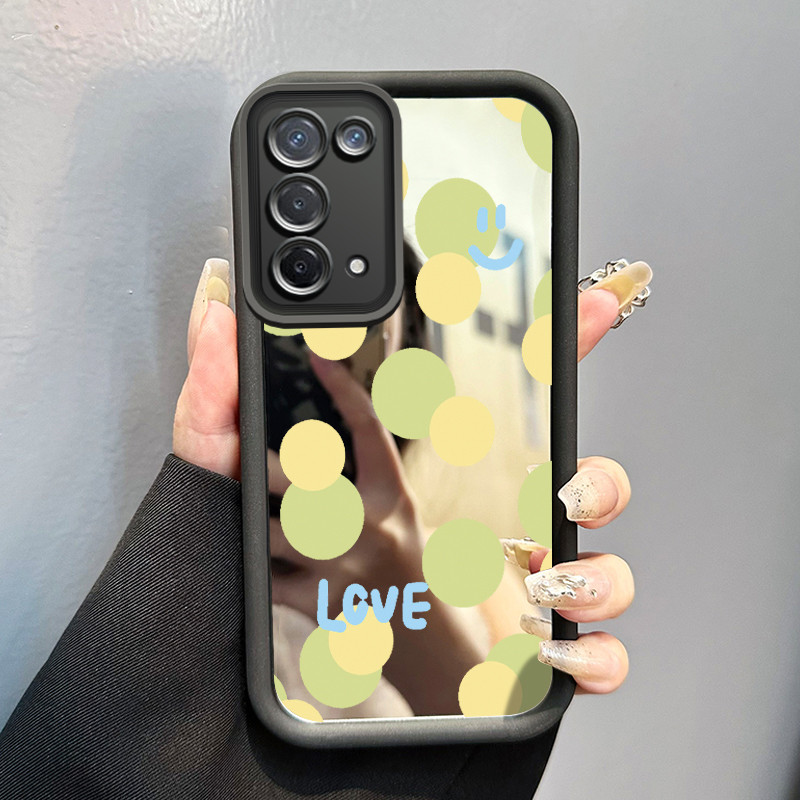 Casing Hp Untuk OPPO A74 A95 F19 F19s Case Smile Cermin Kasing Silicone Anti Fingerprint Softcase Ke