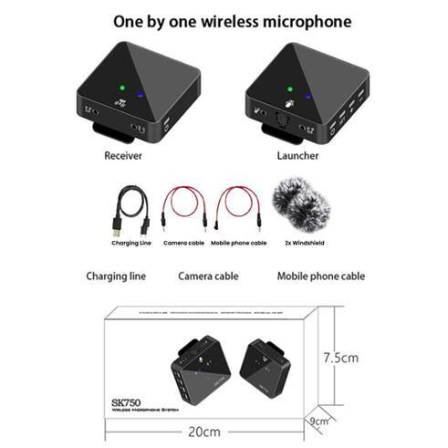 Wireless Clip-on Microphone SK750 Dual Mini Mic for Camera Smartphone