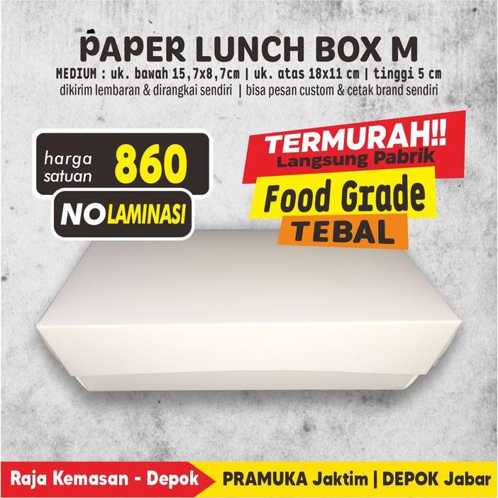 (PROMO RAMADHAN) PAPER LUNCH BOX POLOS, BOX MAKANAN, KOTAK MAKANAN, LUNCH BOX MEDIUM PREMIUM