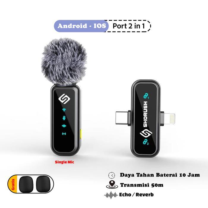 Shorush N1 2 In 1 Single Dual Wireless Microphone Clip On Mic Portable Microphone Mikrofon Lavalier