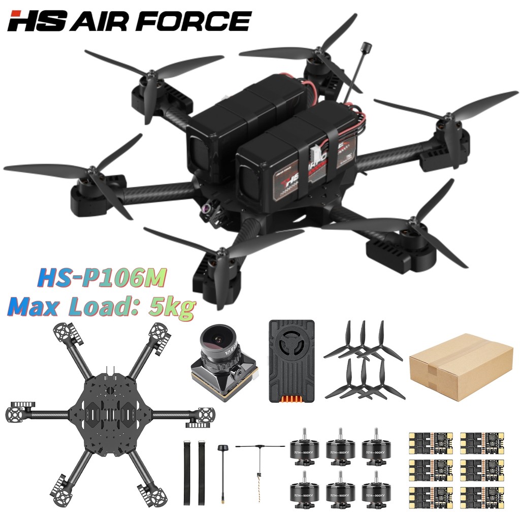 HS Airforce 10 Inch FPV Drone Maximum Load 5kg 145km/h 10km+ Range Carbon Fiber Drone Accessories
