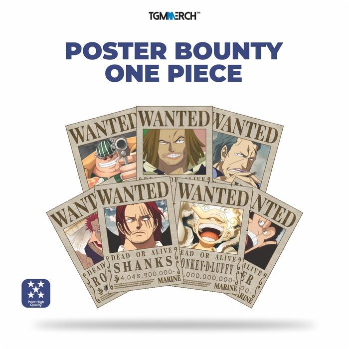 Poster Wanted Bounty One Piece Uk. A5 - A4 Wallpaper Dinding