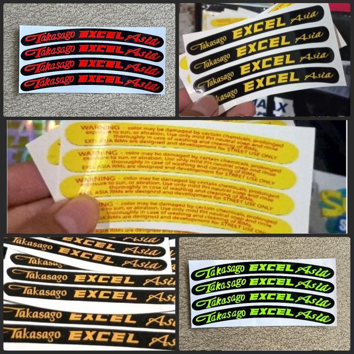 STICKER STIKER VELG TAKASAGO EXCEL ASIA PRINT HITAM BERKUALITAS ORI