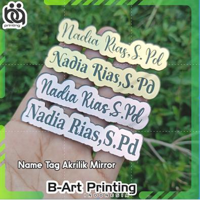 Bros Nama Akrilik / Nama Dada / Name Tag Akrilik Mirror Gold Rose Gold Silver Bros Nama Panjang