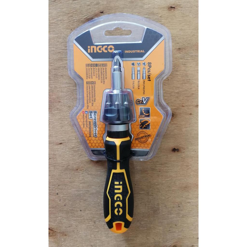 INGCO OBENG RATCHET 8IN1 SCREWDRIVER SET INGCO AKISD0808