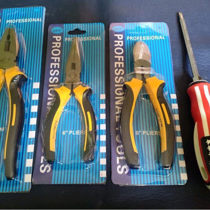 Paket Tang Obeng Set - Tang Kombinasi Tang Potong Tang Lancip Obeng