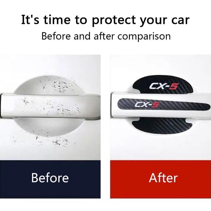 Stiker Sisi Mobil Tahan Goresan Lencana Stiker Pelindung Pegangan Pintu untuk Mazda CX-5 CX5 Logo 2