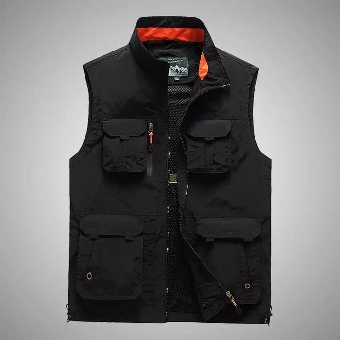 Jaket Rompi Parasut Pria Vest Rompi/Jaket Rompi Lapangan/Jaket Rompi Hitam
