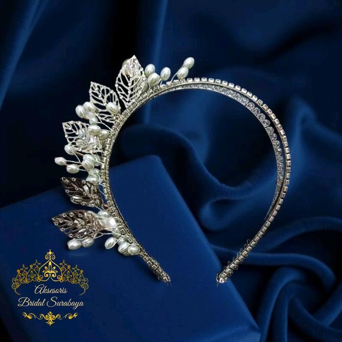 Bando Pearl Daun Viral Aksesoris Bando Pengantin Headpiece Korea Hiasan Rambut Hairpiece Hijab