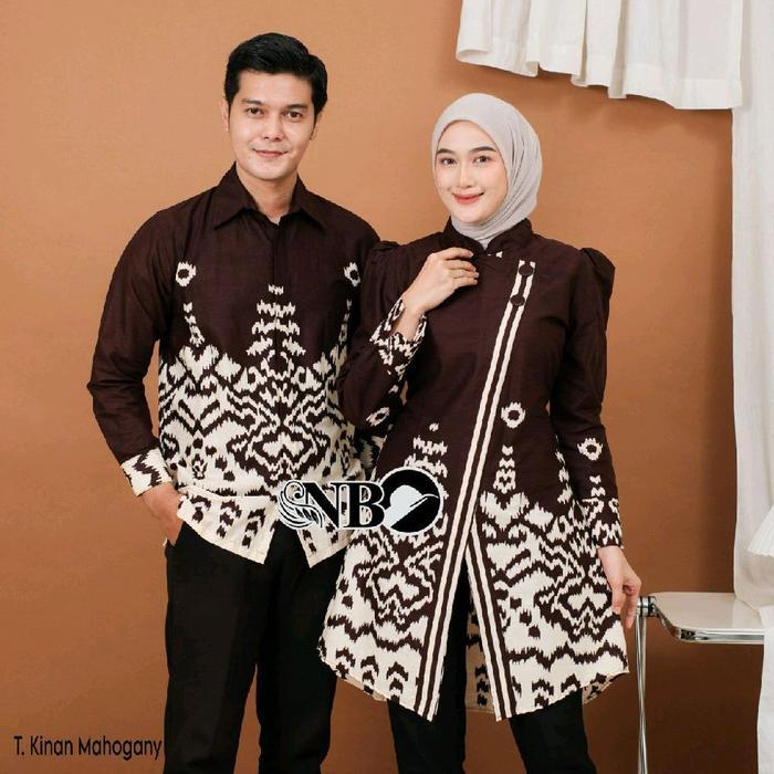 ASLI Batik Set Pakaian Couple Terbaru Batik Kantor Seragam T Kinan Mahogany Terbaru Katun Panjang