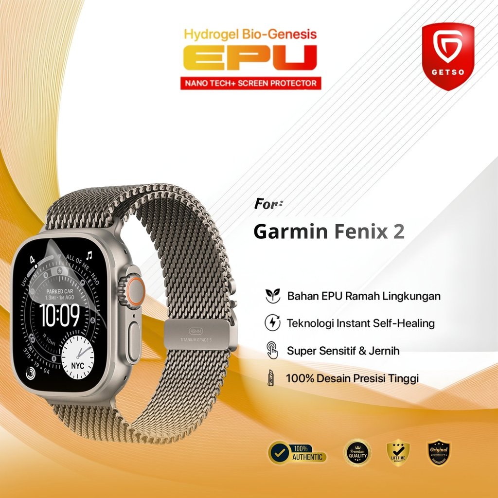 Getso BIO-HYDRO EPU Hydrogel Pelindung Layar for Garmin Fenix 2 Premium Anti Scratch High Transparen