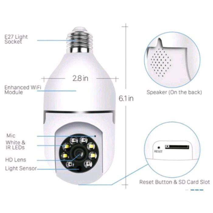 Cctv Bohlam Lampu Camera Cctv V380 Pro wifi Wireless model Bohlam Lamp