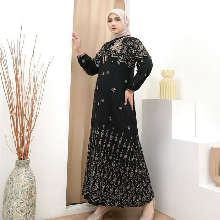 Rita Wd 358 / Gamis Brive Cotton Bordir Simple Cantik Mewah Dan Elegant / Gamis Edisi Lebaran
