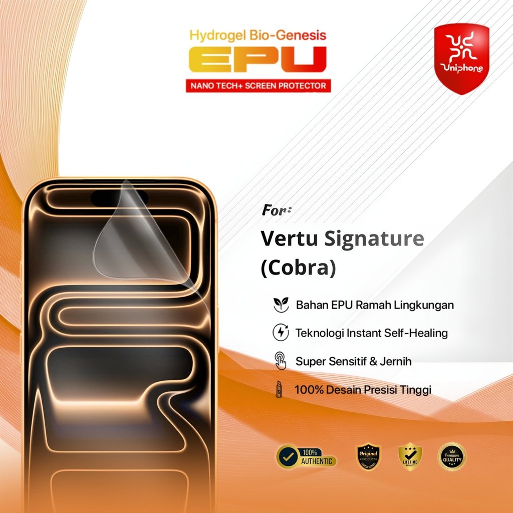 UniPhon BIO-HYDRO EPU Hydrogel Pelindung Layar for Vertu Signature (Cobra) Kualitas Tingi Anti Scrat