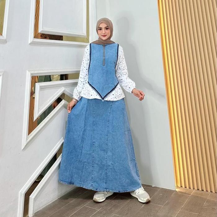 Arashi One Set Jeans Fashion Muslim Wanita Kekinian