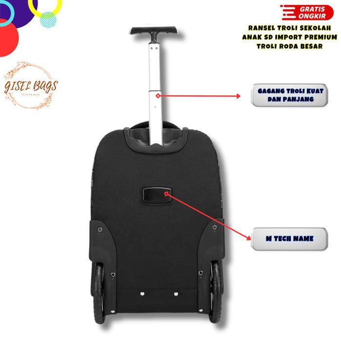 tas trolley anak sekolah laki laki & perempuan usb roda besar sd smp waterproof