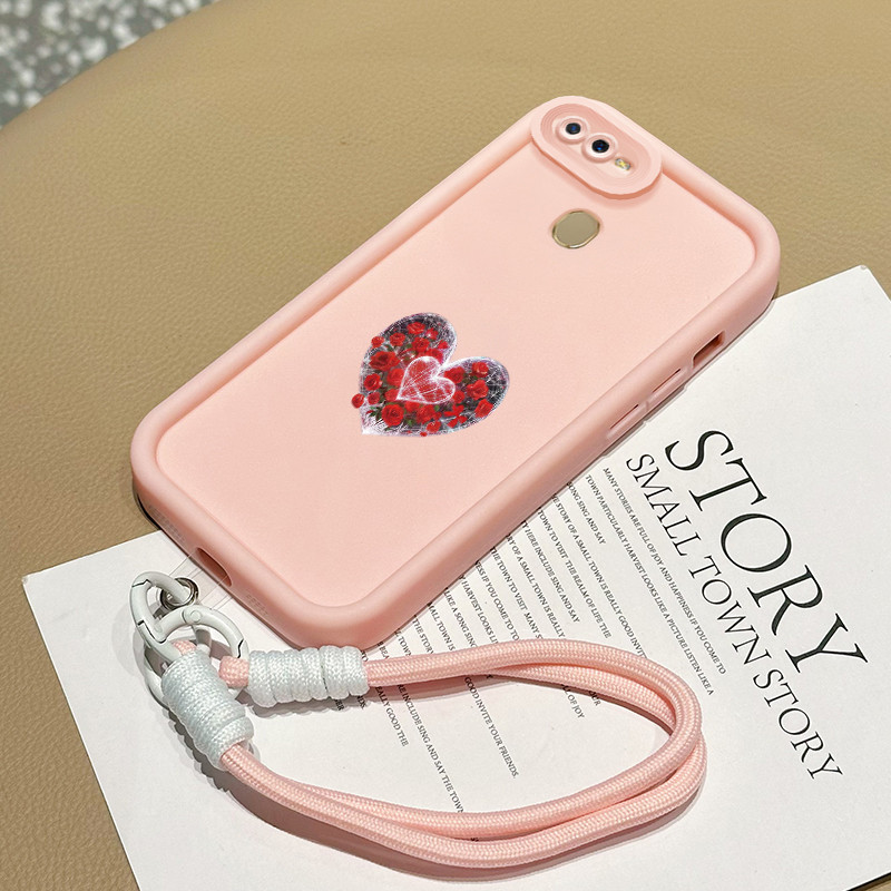 Casing Hp untuk OPPO A7 A5s A12 A12s A11K Case Casing HP Softcase Ponsel Soft Shell dengan Tali Sili
