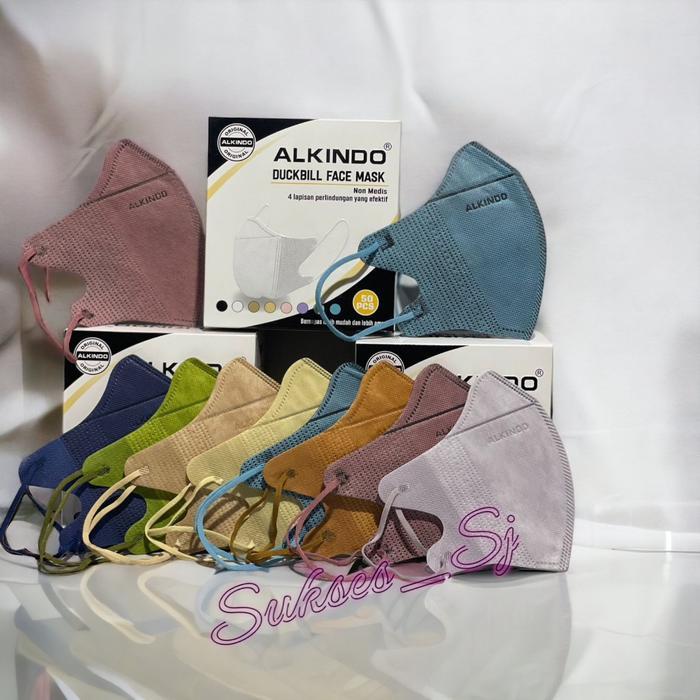 "New" MASKER DUCKBILL ALKINDO MIX WARNA ISI 50 PCS/MASKER DUCKBILL ALKINDO/MASKER WARNA/MASKER