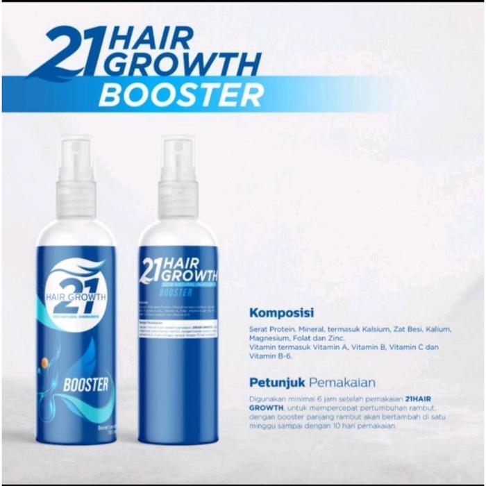 Booster 21 Hair Growth 100 Ml (Hanyabooster) - Vitamin Dan Mineral Alami Untuk Rambut Sehat Dan