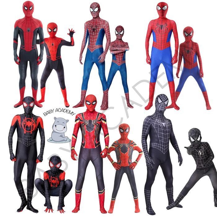 Kostum Baju Spiderman Anak Laki Laki Pria Dewasa Lengkap Topeng Premium Halloween Birthday Party