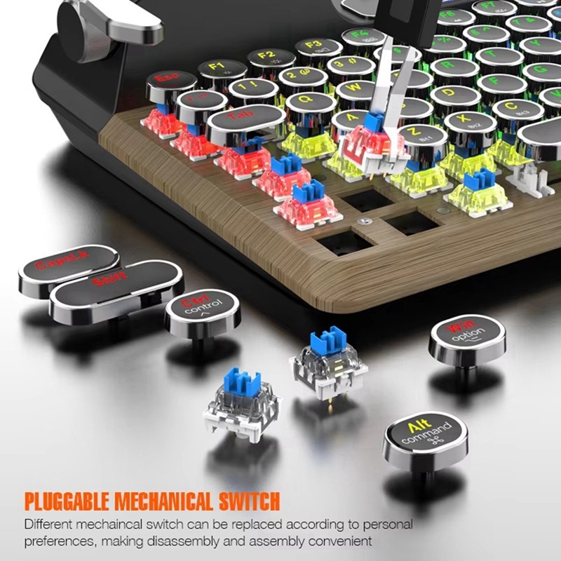 PROMO Retro Typewriter Keyboard, Vintage Bluetooth 5.0 Multi Devices Connection Typewriter Mechanica
