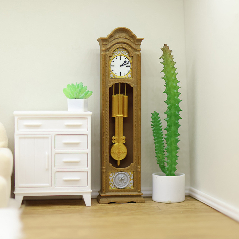 1/12 Dollhouse Retro Standing Clock Grandfather Clock Model Dollhouse Living Room Furniture