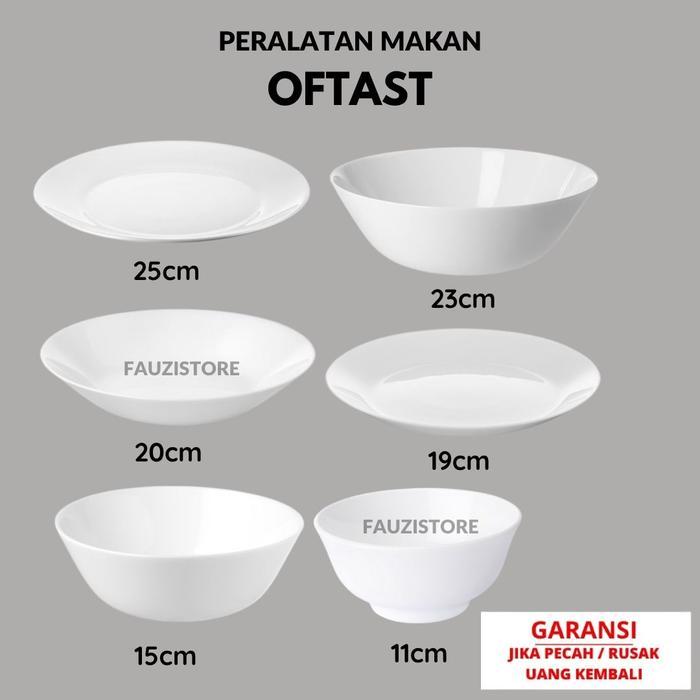 Piring Makan Putih Polos Kaca Tempred Mangkok Putih