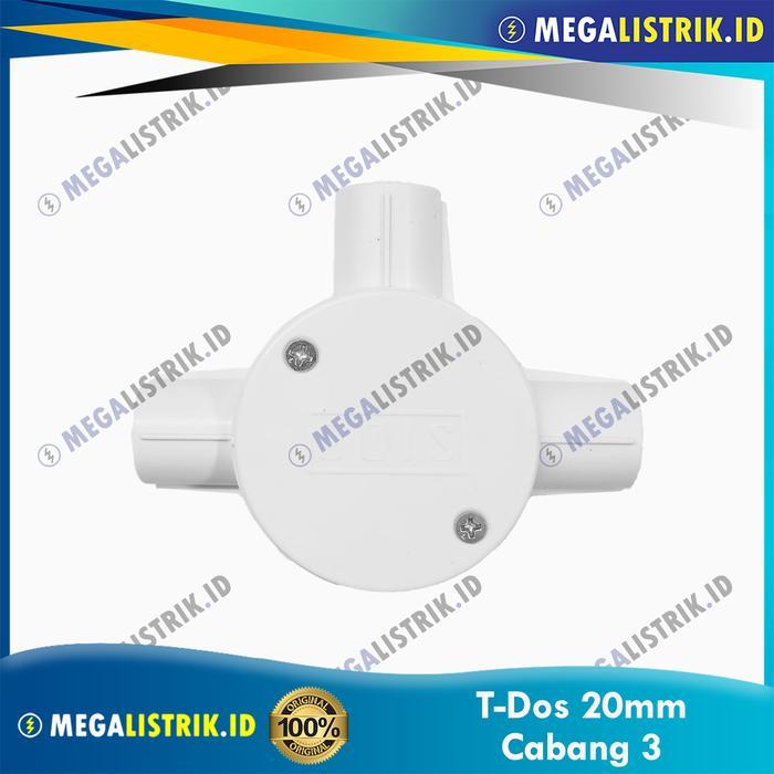 T-Dos 20MM Cabang 3 Putih / T-Dus 20 MM / Tee Dos / Tdos / Tdus + Sekrup