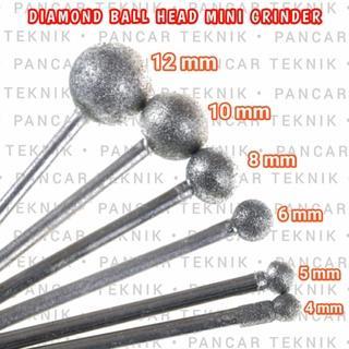 diamond ball head mata bor ukir grafir batu kaca keramik metal as 3mm