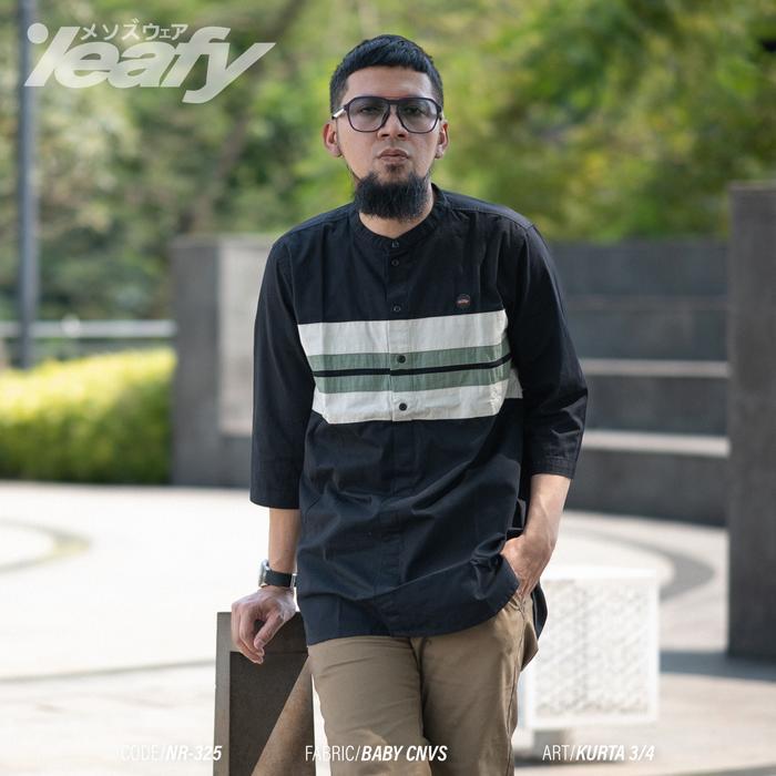 Stok Baru LEAFY NR-325 BAJU KOKO PRIA KURTA LENGAN 3/4 BAHAN BABY CANVAS Baju Muslim