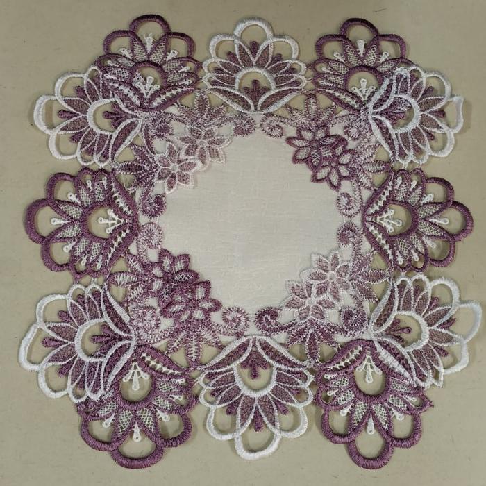 Taplak meja kecil bulat/bundar renda untuk alas vas bunga