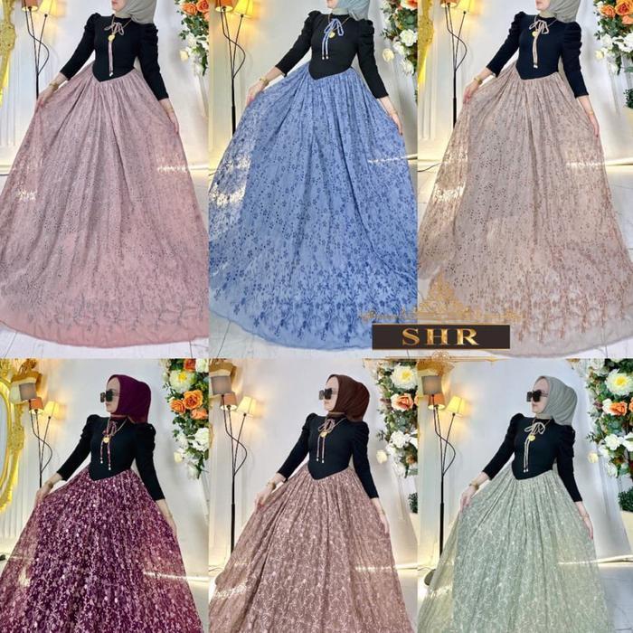 NEW SHR ORI READY MAXI DRESS LANGSING CERUTU BORDIR ORI SHR100%