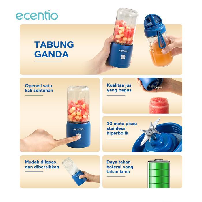Premium Ecentio Blender Juicer Portable Mini Juicer Glass Dual-Cup 10Piasu Original